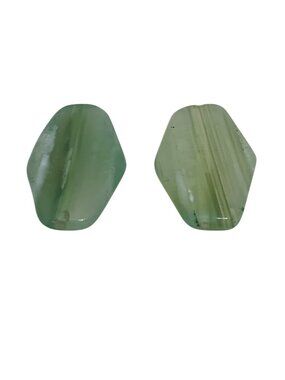 Lot Of 2 Green Hexagon Shaped Agate Focal Beads For Jewelry Making (2030)